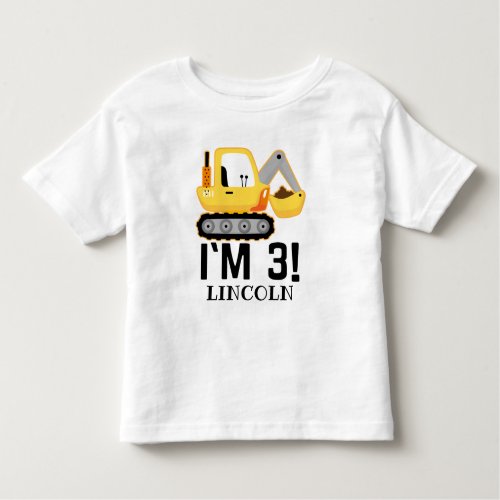 3rd Birthday Construction Bulldozer Personalized Toddler T_shirt
