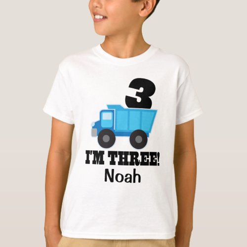 3rd Birthday Construction Truck 3 Year Old Boy T_Shirt