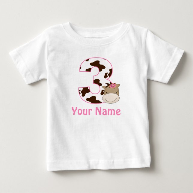 3rd Birthday Cow Print Horse Personalzied Shirt (Front)