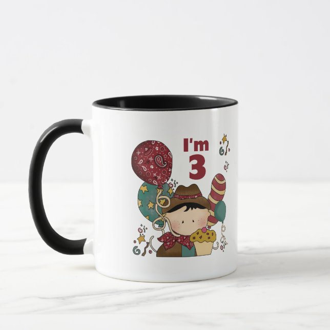 3rd Birthday Cowboy T-shirts and Gifts Mug (Left)