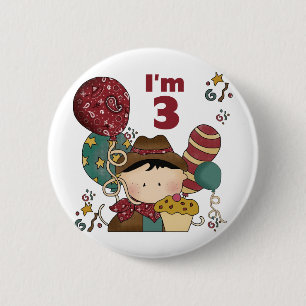 3rd Birthday Cowboy T-shirts and Gifts Pinback Button