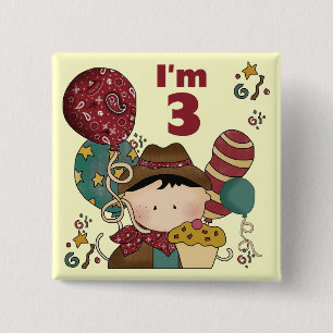 3rd Birthday Cowboy T-shirts and Gifts Pinback Button