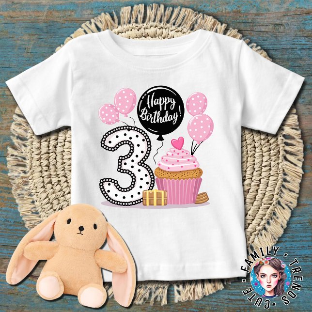 3rd birthday CUPCAKE Baby T-Shirt (Creator Uploaded)