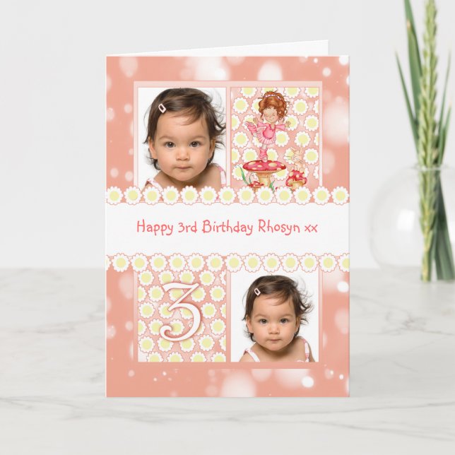 3rd birthday customizable photo greeting card (Front)