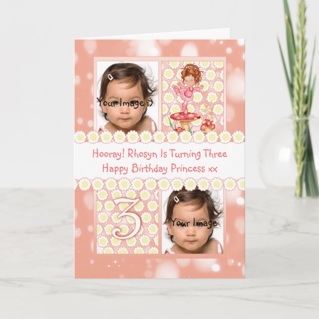 3rd birthday customizable photo greeting card with (Front)