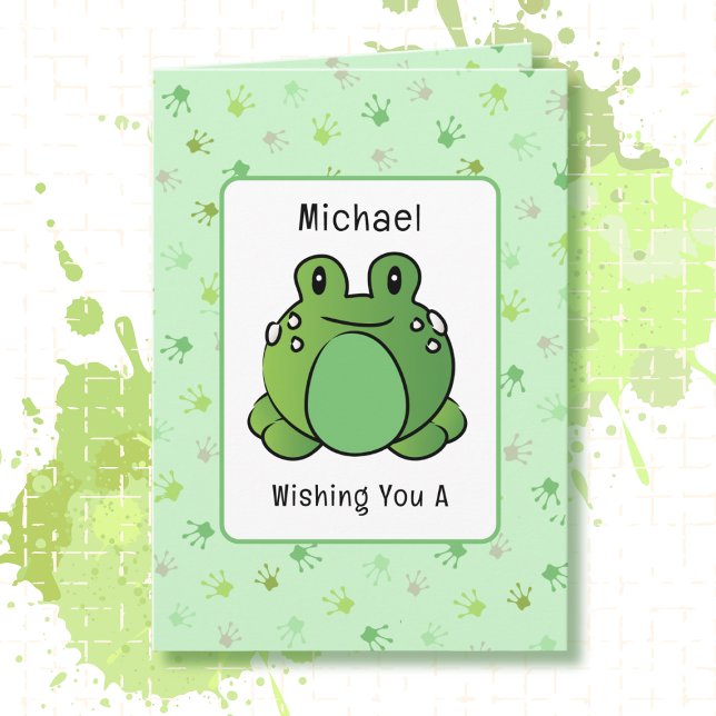 3rd Birthday Cute Frog Toad Cartoon Funny Saying Card (Creator Uploaded)