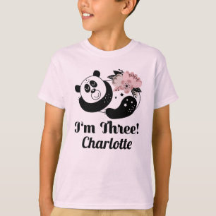 3rd Birthday Cute Panda 3 Year Old Girl T-Shirt