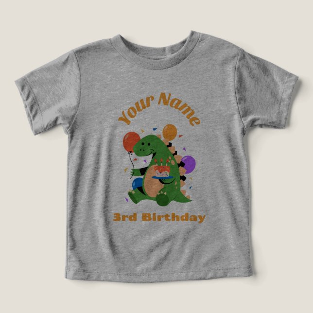3rd Birthday Dino Toddler T-shirt (Design Front)