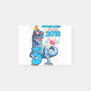 3RD Birthday Dinosaur 3 Year Old Boy Kids Awesome Post-it Notes