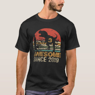 3Rd Birthday Dinosaur Awesome 2019 T Rex 3 Year Ol T-Shirt