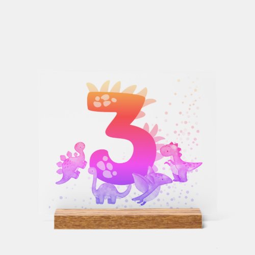 3rd Birthday Dinosaur Design My third birthday  Acrylic Sign