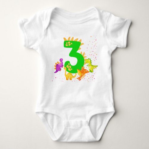 3rd Birthday Dinosaur Design My third birthday  Baby Bodysuit