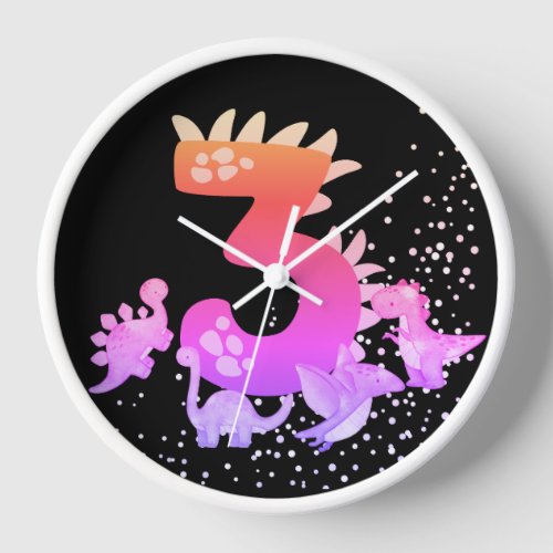 3rd Birthday Dinosaur Design My third birthday  Clock