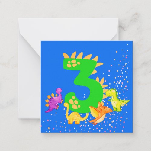 3rd Birthday Dinosaur Design My third birthday  Note Card