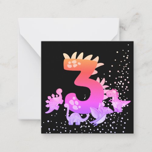 3rd Birthday Dinosaur Design My third birthday  Note Card