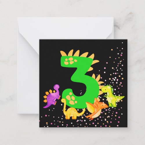 3rd Birthday Dinosaur Design My third birthday  Note Card