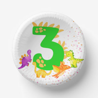 3rd Birthday. Dinosaur Design. My third birthday.  Paper Bowls