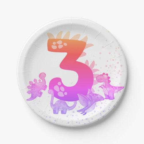 3rd Birthday Dinosaur Design My third birthday  Paper Plates