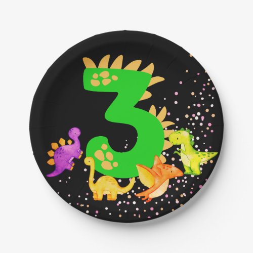 3rd Birthday Dinosaur Design My third birthday  Paper Plates