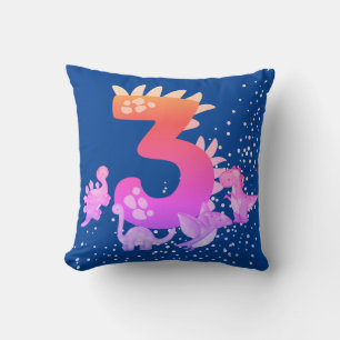 3rd Birthday. Dinosaur Design. My third birthday.  Throw Pillow