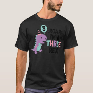 3rd Birthday Dinosaur Girl T-Rex Matching Family P T-Shirt