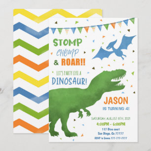 3rd Birthday Dinosaur Invitation