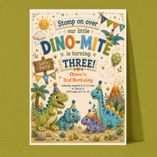 3rd Birthday Dinosaur Invitation