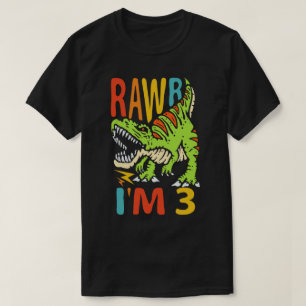 3rd Birthday Dinosaur T Rex Rawr I'm 3 For Boys  T-Shirt
