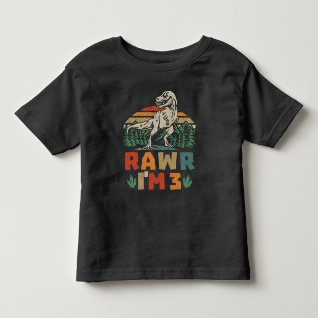 3rd Birthday Dinosaur T Rex Rawr I'm 3 For Boys  Toddler T-shirt (Front)
