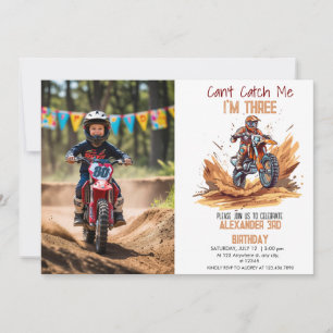 3rd Birthday Dirt Bike Boy Editable Photo Birthday Invitation