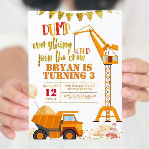 3rd Birthday Dump everything join the crew Invitation