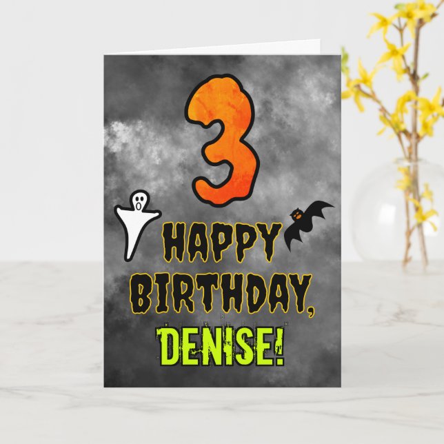 3rd Birthday: Eerie Halloween Theme + Custom Name Card (Yellow Flower)