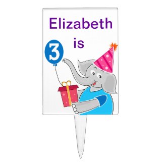 3rd Birthday Elephant Cake Topper