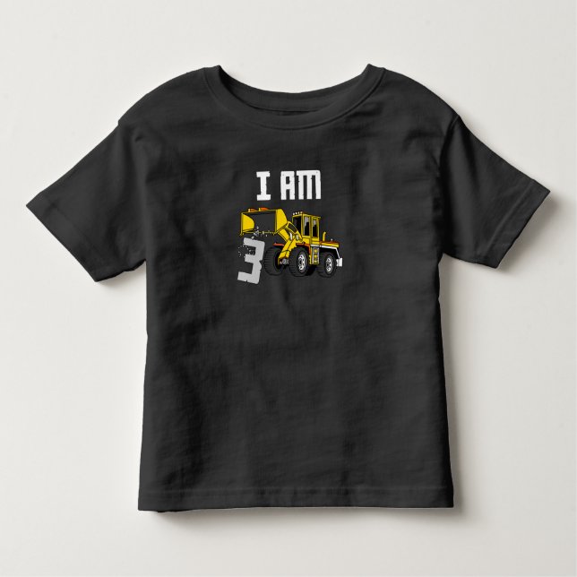 3rd birthday Excavator construction 3 years old Toddler T-shirt (Front)