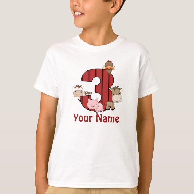 3rd Birthday Farm Animals Personalized Shirt (Front)