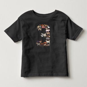 3rd Birthday Farm Animals Theme 3 Year Old Kids Toddler T-shirt