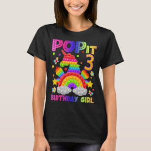 3rd Birthday Fidget Toy Pop It Birthday Girl 3 Yea T-Shirt