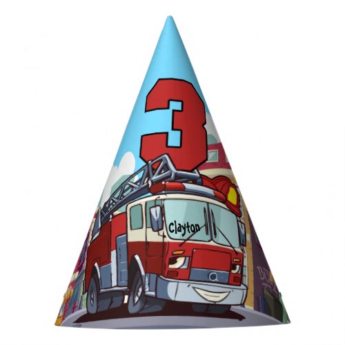 3rd Birthday Fire Truck Party Hat