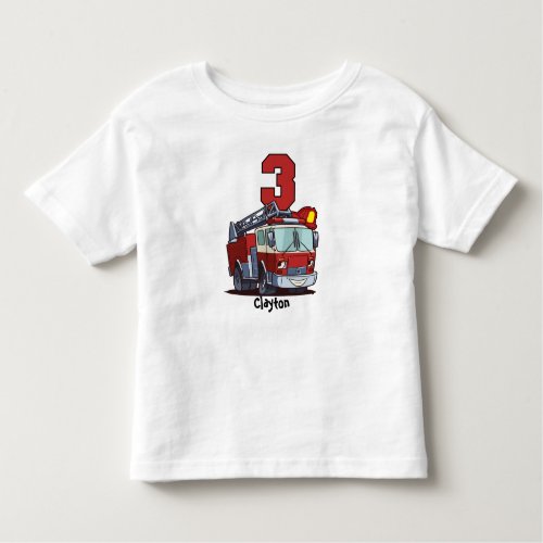 3rd Birthday Fire Truck Toddler T_shirt