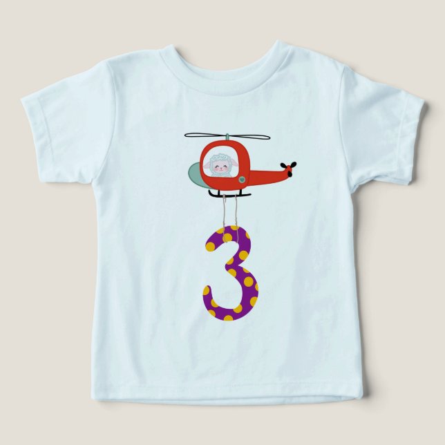 3rd Birthday Firefighter Helicopter Shirt (Design Front)