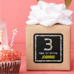 [ Thumbnail: 3rd Birthday: Floral Flowers Number, Custom Name Sticker ]