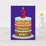 [ Thumbnail: 3rd Birthday: Fun Cake and Candle + Custom Name Card ]