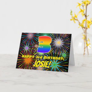 3rd Birthday: Fun, Colorful Celebratory Fireworks Card