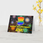 [ Thumbnail: 3rd Birthday: Fun, Colorful Celebratory Fireworks Card ]
