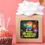 [ Thumbnail: 3rd Birthday: Fun Fireworks Look, Rainbow # 3 Sticker ]
