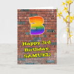 [ Thumbnail: 3rd Birthday: Fun Graffiti-Inspired Rainbow 3 Card ]
