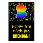 [ Thumbnail: 3rd Birthday: Fun Music Symbols + Rainbow # 3 Card ]