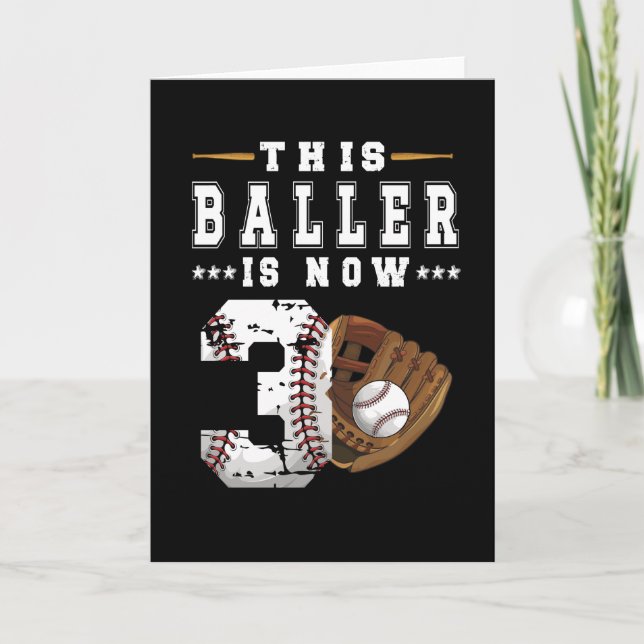 3rd Birthday Gift Baseball Player 3 Year Old Boy Card (Front)