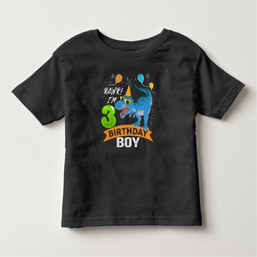 3rd birthday Gift Boy T Rex Dinosaur 3 Year Old Toddler T_shirt