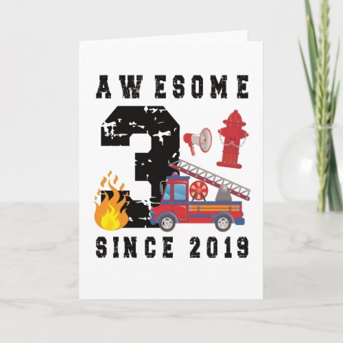 3rd Birthday Gift Firefighter Boy Born in 2019 Card